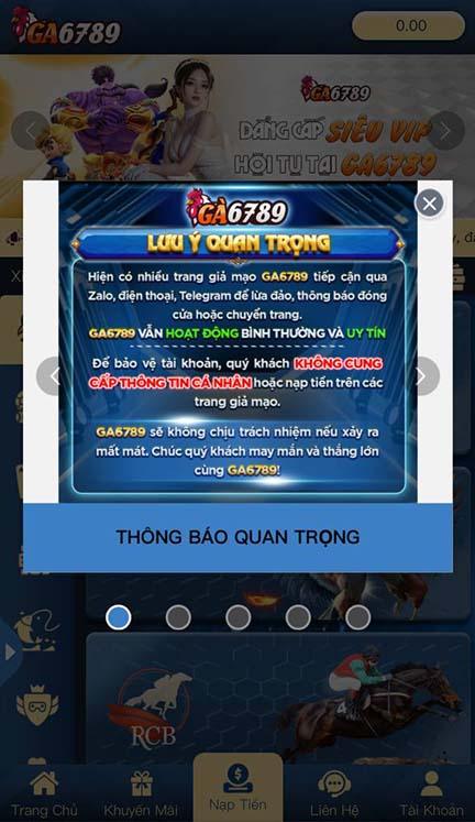 Đăng nhập GA6789 thành công Đăng nhập GA6789 thành công