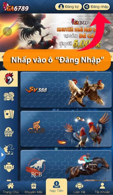 Nhấp vào ô Đăng Nhập Nhấp vào ô Đăng Nhập
